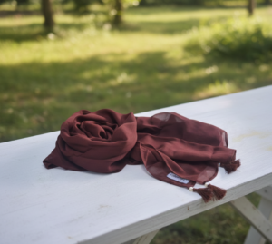 Royal Garnet: 3.75 Gaz Premium Chiffon Dupatta Deep Maroon | Pearl-Accented Tassels | Grand Traditional Length