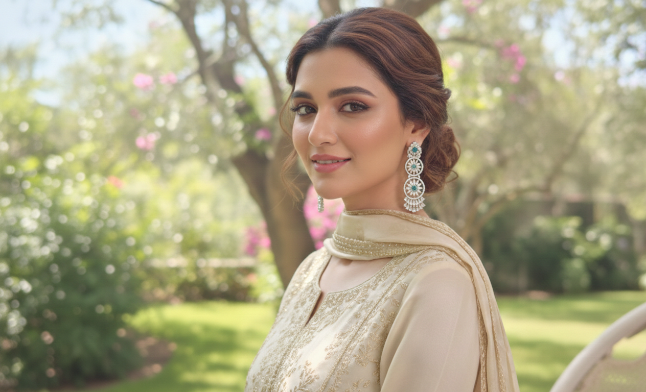 Emerald-Core Geometric Dangle Earrings - Image 2