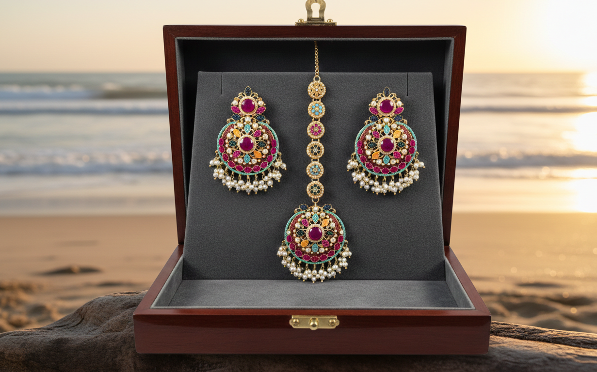 Mosaic Bloom Earring & Tikka Set