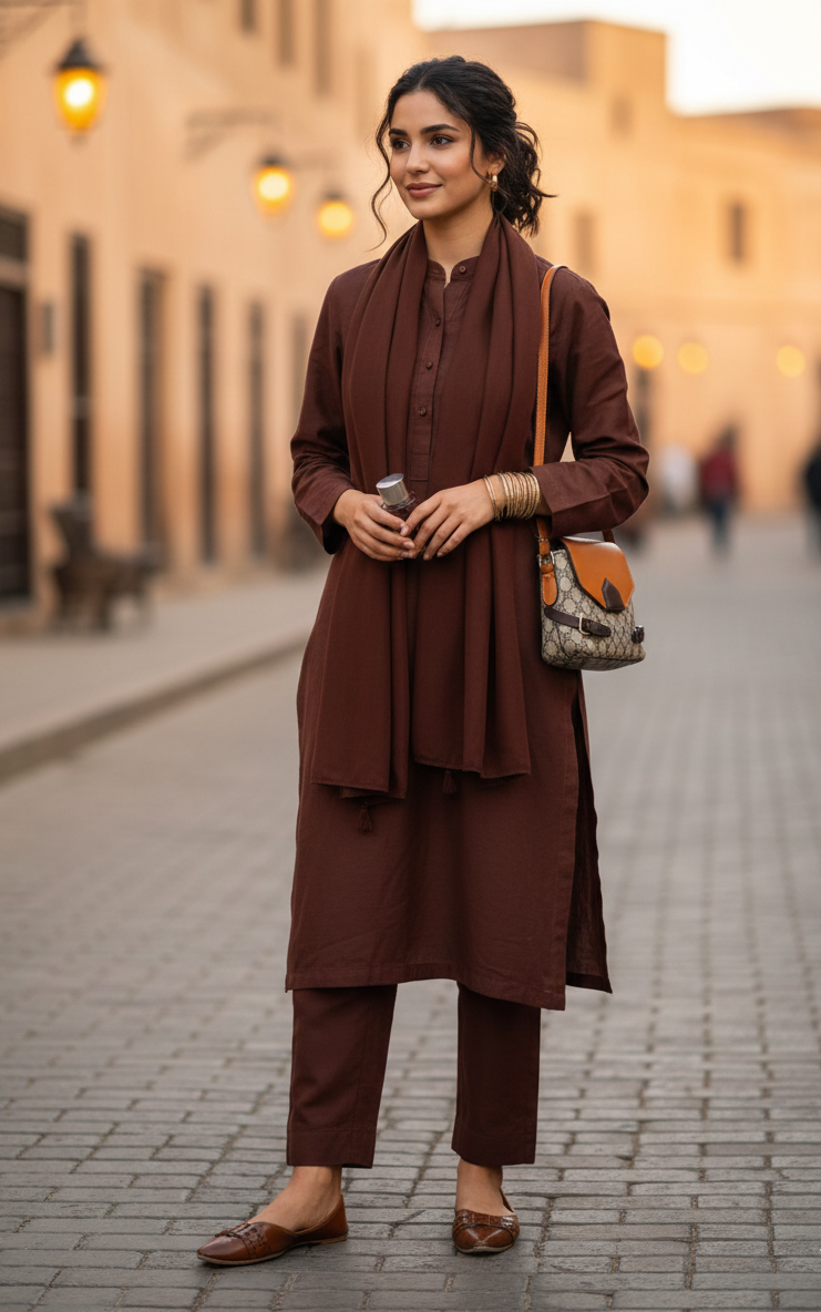 Plain Viscose Suit-Rich Cocoa - Image 4