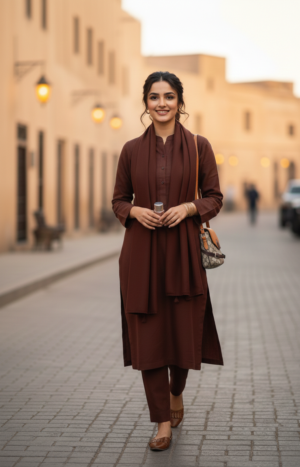Plain Viscose Suit-Rich Cocoa