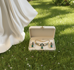 Emerald Radiance: Choker Set with Floral Motifs