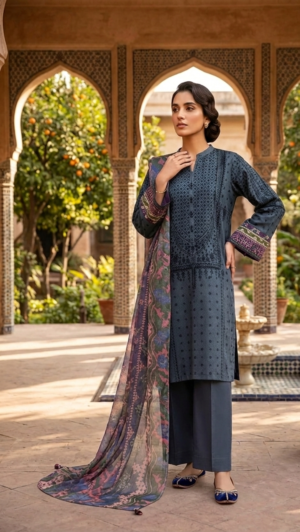 3 Pcs – Unstitched Lawn Suit