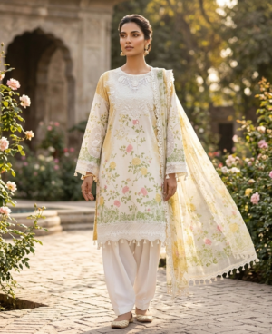 3 PIECE-EMBROIDERED PIMA LAWN SUIT