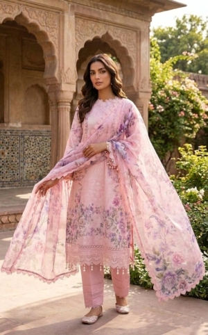 3 PIECE-EMBROIDERED PIMA LAWN SUIT